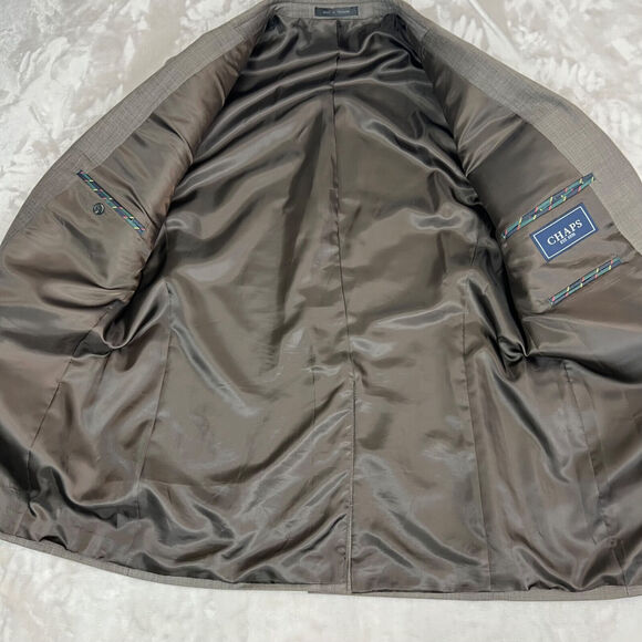 Chaps Ralph Lauren Blazer Mens 43 Brown Two Button Sport Coat Career Work Preppy - Picture 5 of 12